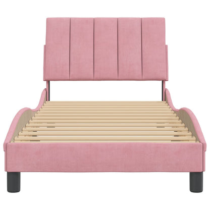 Bedframe Met Hoofdeinde Fluweel Roze 90X200 Cm