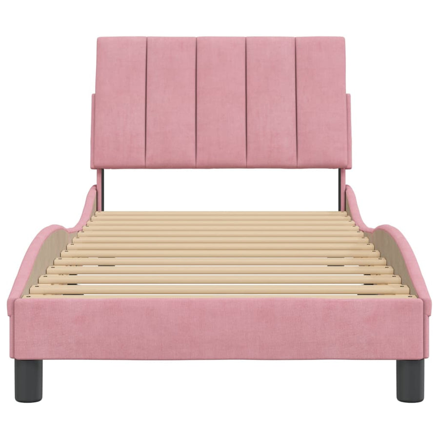Bedframe Met Hoofdeinde Fluweel Roze 90X200 Cm