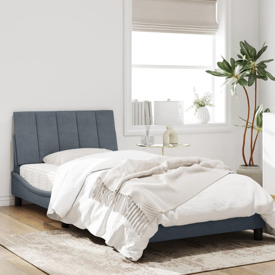 Bedframe Met Hoofdeinde Fluweel Donkergrijs 100X200 Cm