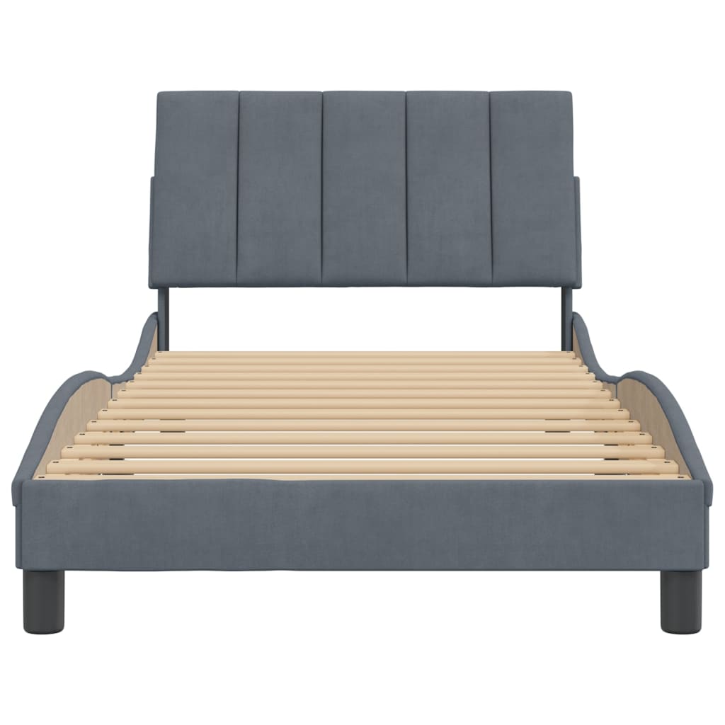 Bedframe Met Hoofdeinde Fluweel Donkergrijs 100X200 Cm
