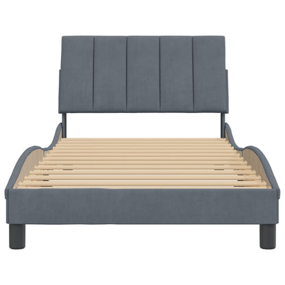 Bedframe Met Hoofdeinde Fluweel Donkergrijs 100X200 Cm
