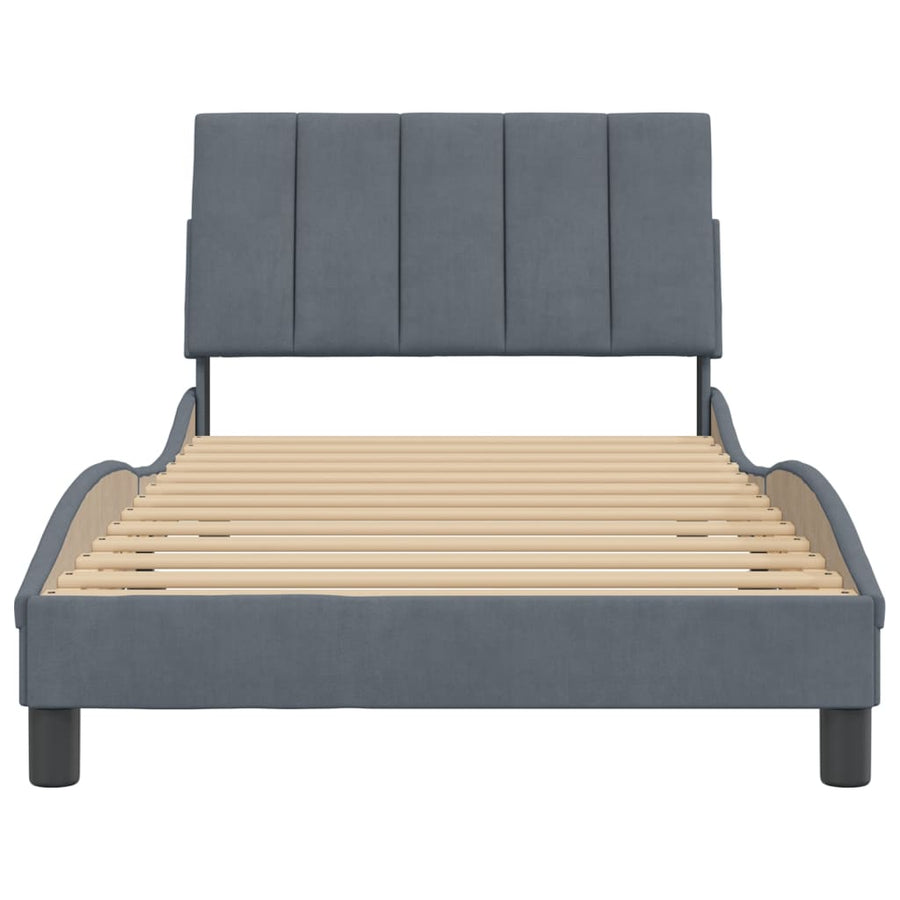 Bedframe Met Hoofdeinde Fluweel Donkergrijs 100X200 Cm