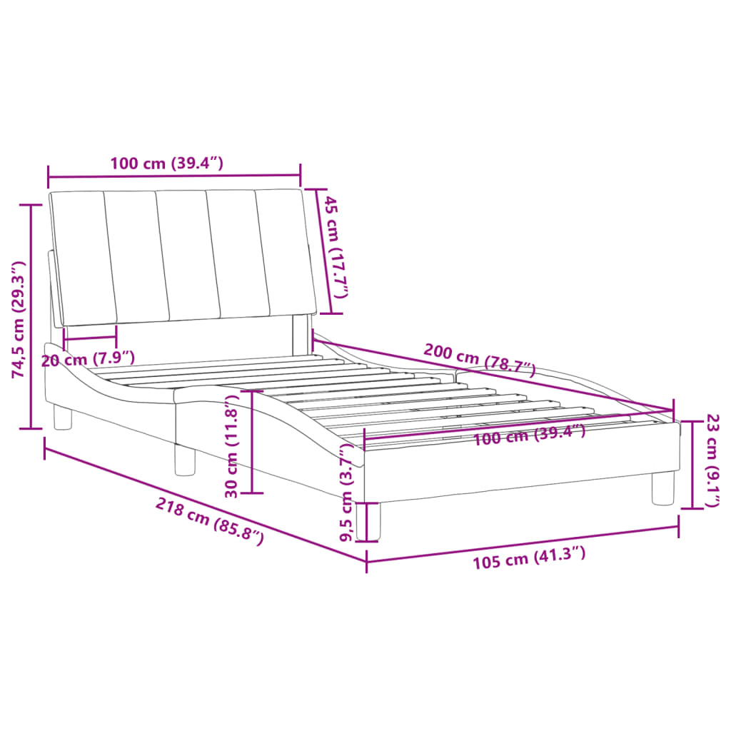 Bedframe Zonder Matras Fluweel 100 x 200 cm Donkergroen