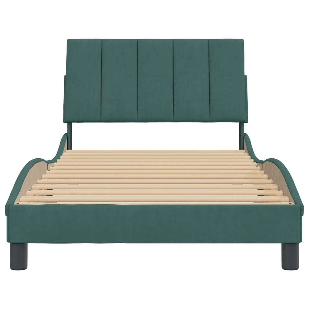 Bedframe Zonder Matras Fluweel 100 x 200 cm Donkergroen