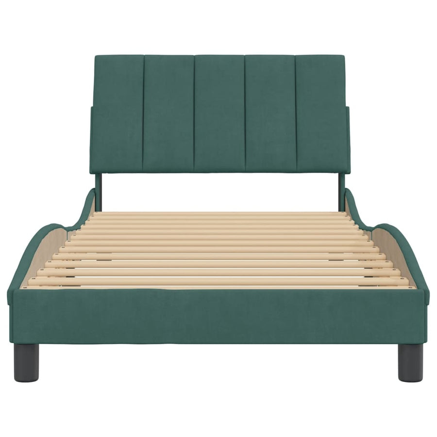 Bedframe Zonder Matras Fluweel 100 x 200 cm Donkergroen