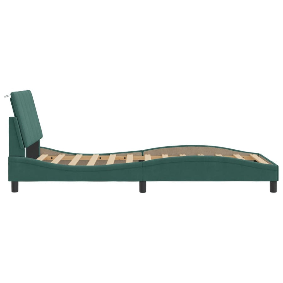 Bedframe Zonder Matras Fluweel 100 x 200 cm Donkergroen