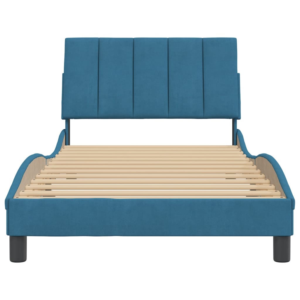 Bedframe Met Hoofdeinde Fluweel Blauw 100X200 Cm