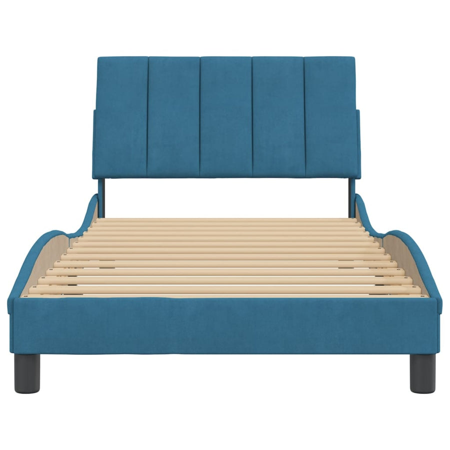 Bedframe Met Hoofdeinde Fluweel Blauw 100X200 Cm