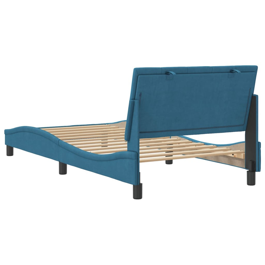 Bedframe Met Hoofdeinde Fluweel Blauw 100X200 Cm
