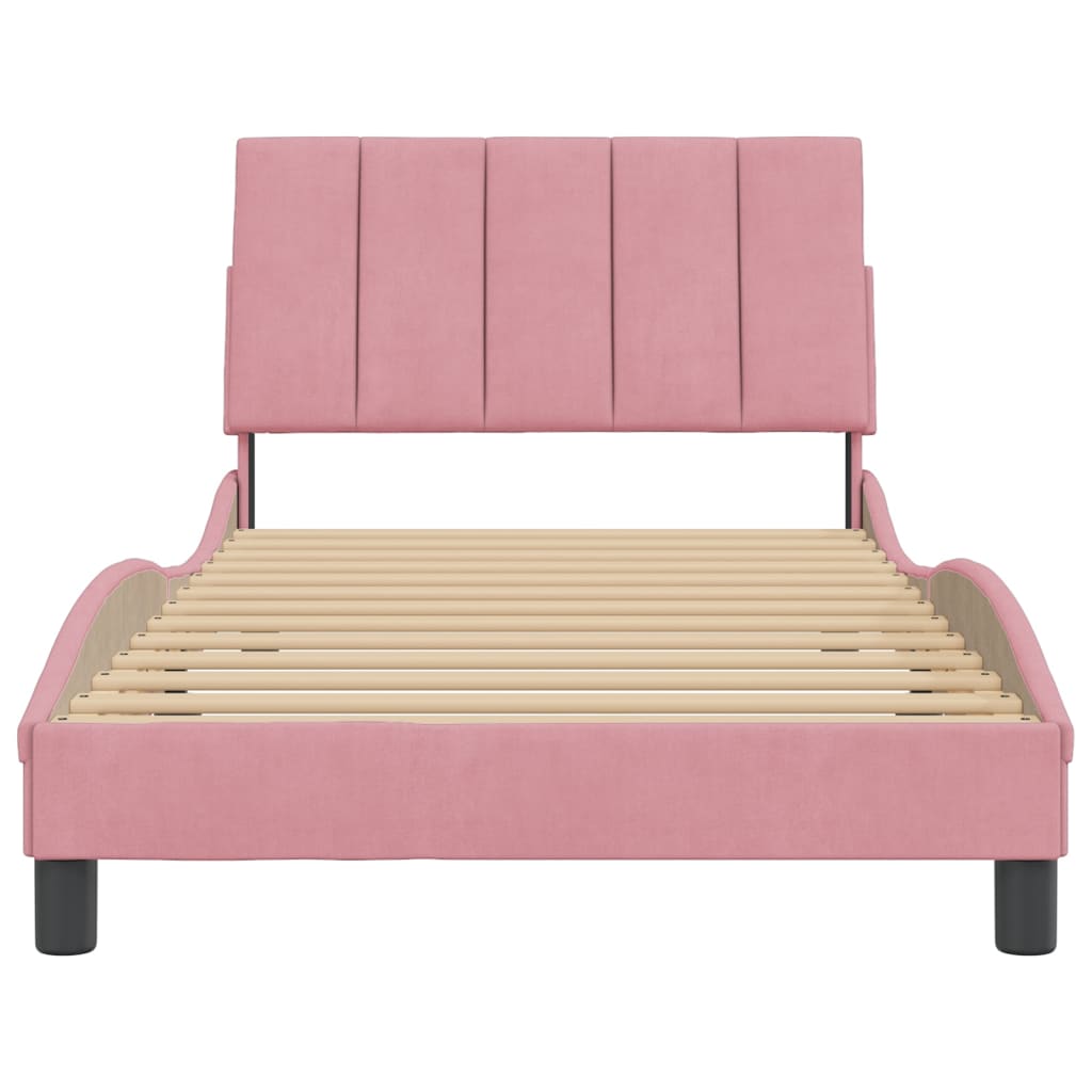 Bedframe Met Hoofdeinde Fluweel Roze 100X200 Cm