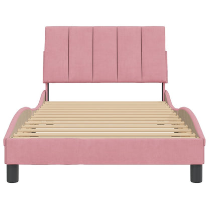 Bedframe Met Hoofdeinde Fluweel Roze 100X200 Cm