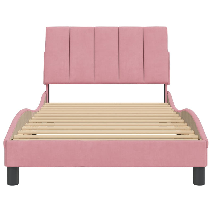 Bedframe Met Hoofdeinde Fluweel Roze 100X200 Cm