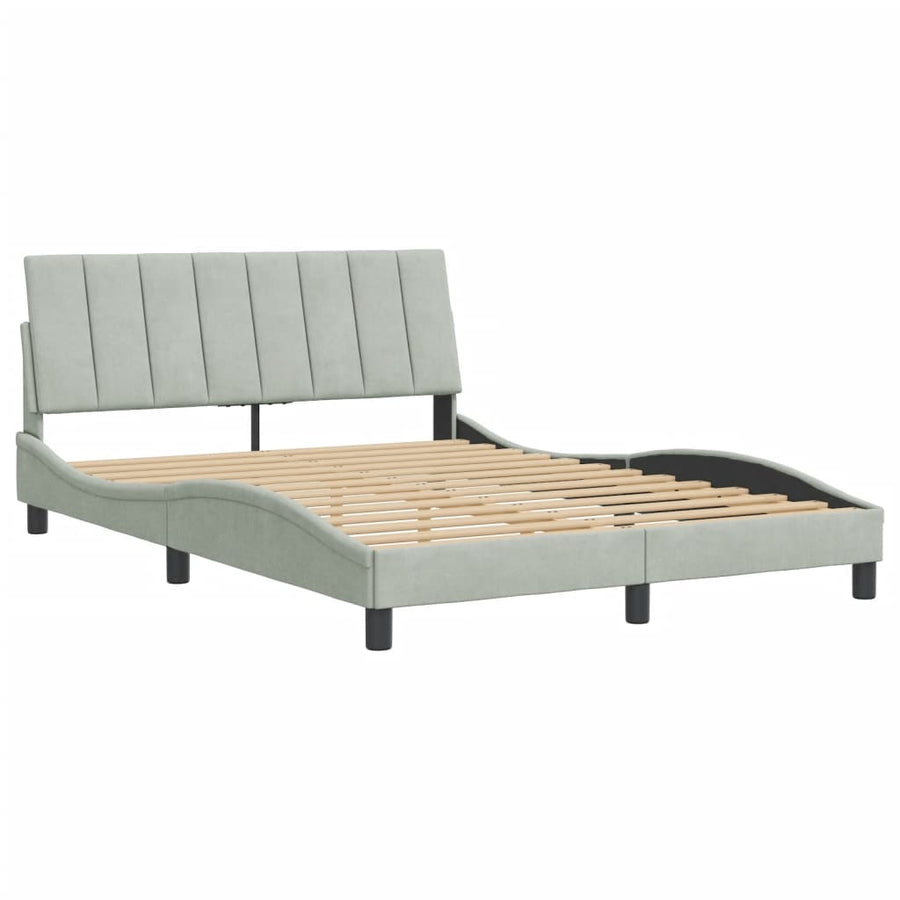 Bedframe Met Hoofdeinde Fluweel Lichtgrijs 120X200 Cm