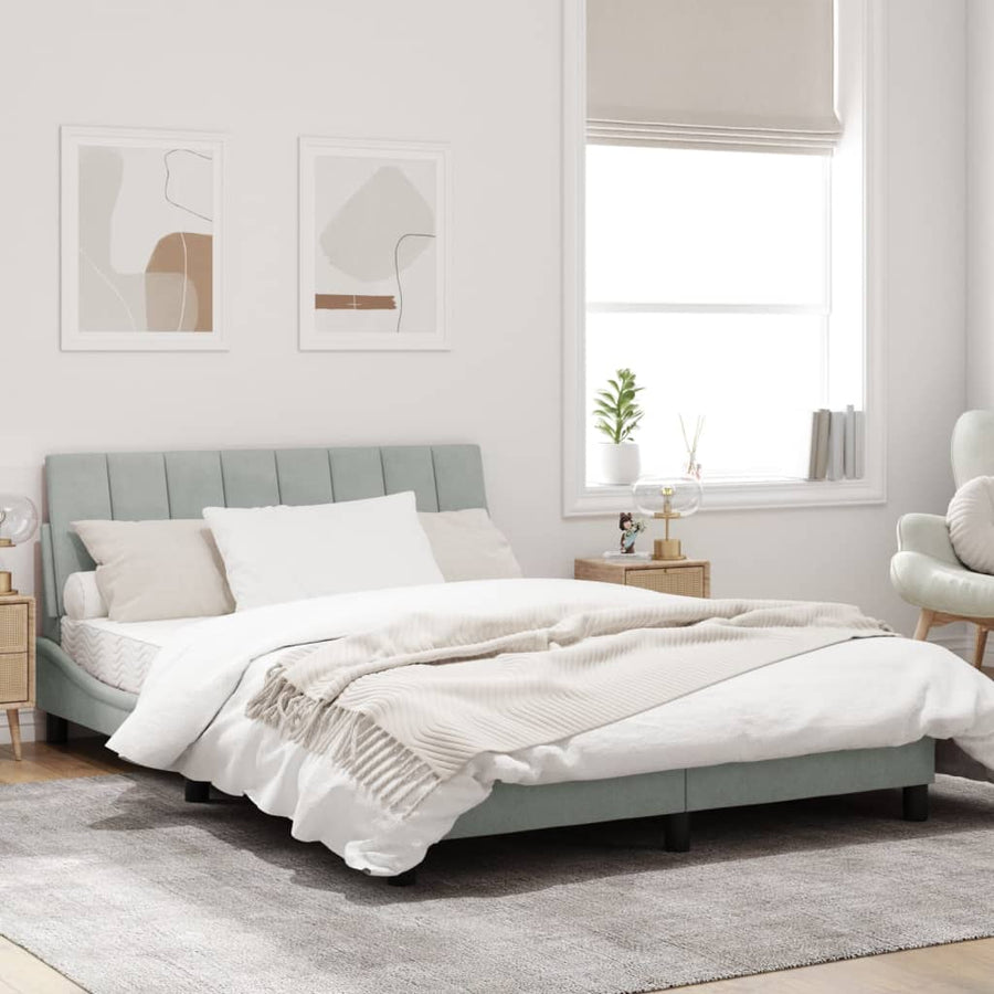 Bedframe Met Hoofdeinde Fluweel Lichtgrijs 120X200 Cm