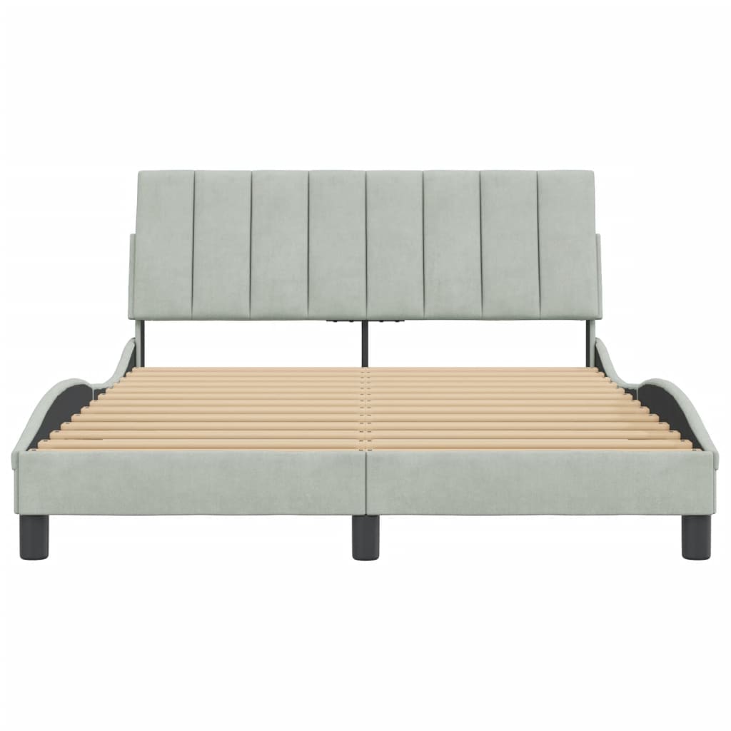 Bedframe Met Hoofdeinde Fluweel Lichtgrijs 120X200 Cm