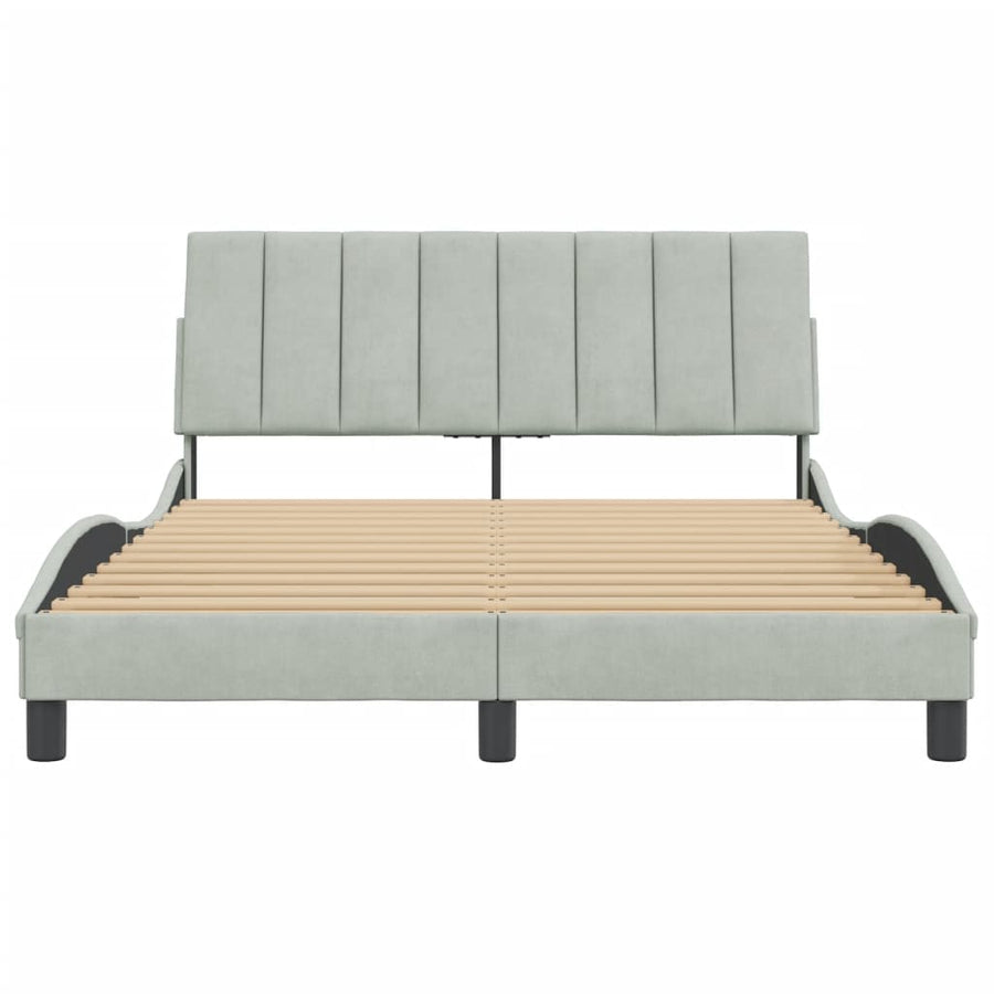 Bedframe Met Hoofdeinde Fluweel Lichtgrijs 120X200 Cm