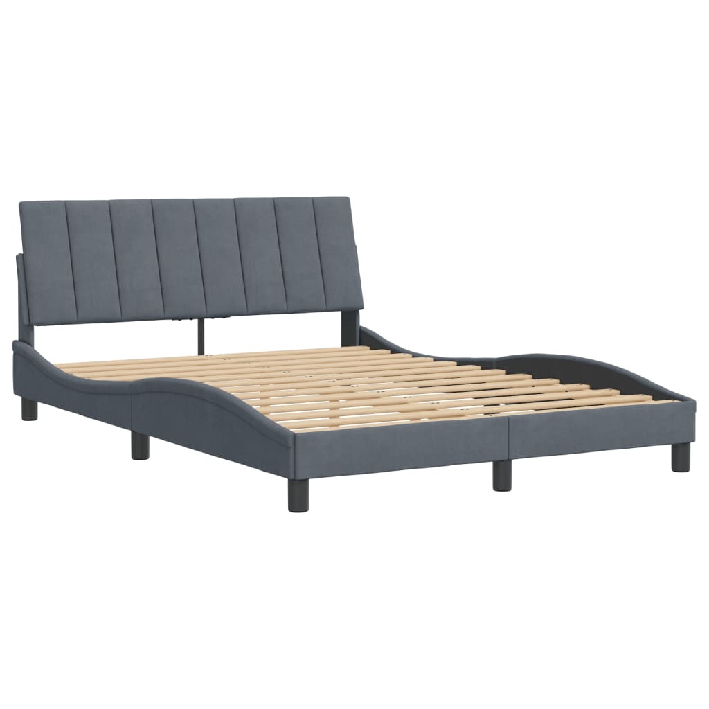 Bedframe Met Hoofdeinde Fluweel Donkergrijs 120X200 Cm