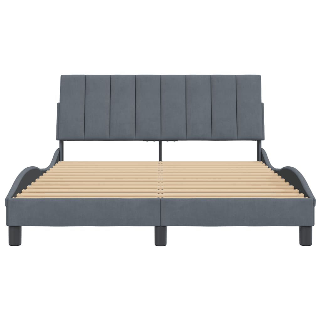 Bedframe Met Hoofdeinde Fluweel Donkergrijs 120X200 Cm