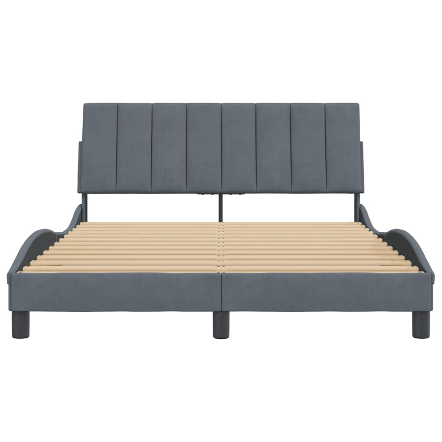 Bedframe Met Hoofdeinde Fluweel Donkergrijs 120X200 Cm