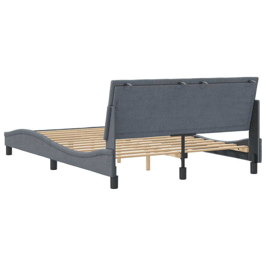 Bedframe Met Hoofdeinde Fluweel Donkergrijs 120X200 Cm