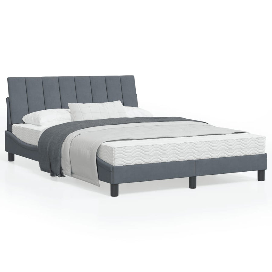 Bedframe Met Hoofdeinde Fluweel Donkergrijs 120X200 Cm