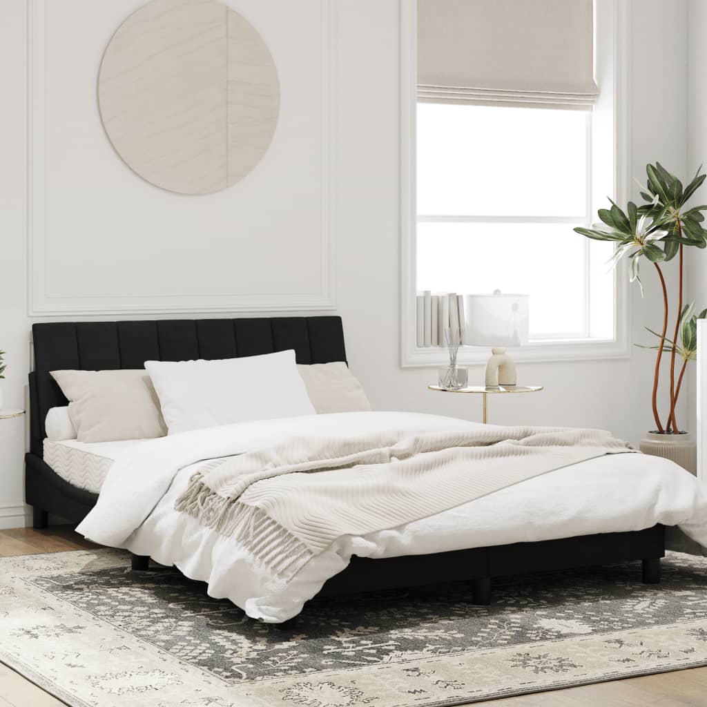 Bedframe Met Hoofdeinde Fluweel Zwart 120X200 Cm
