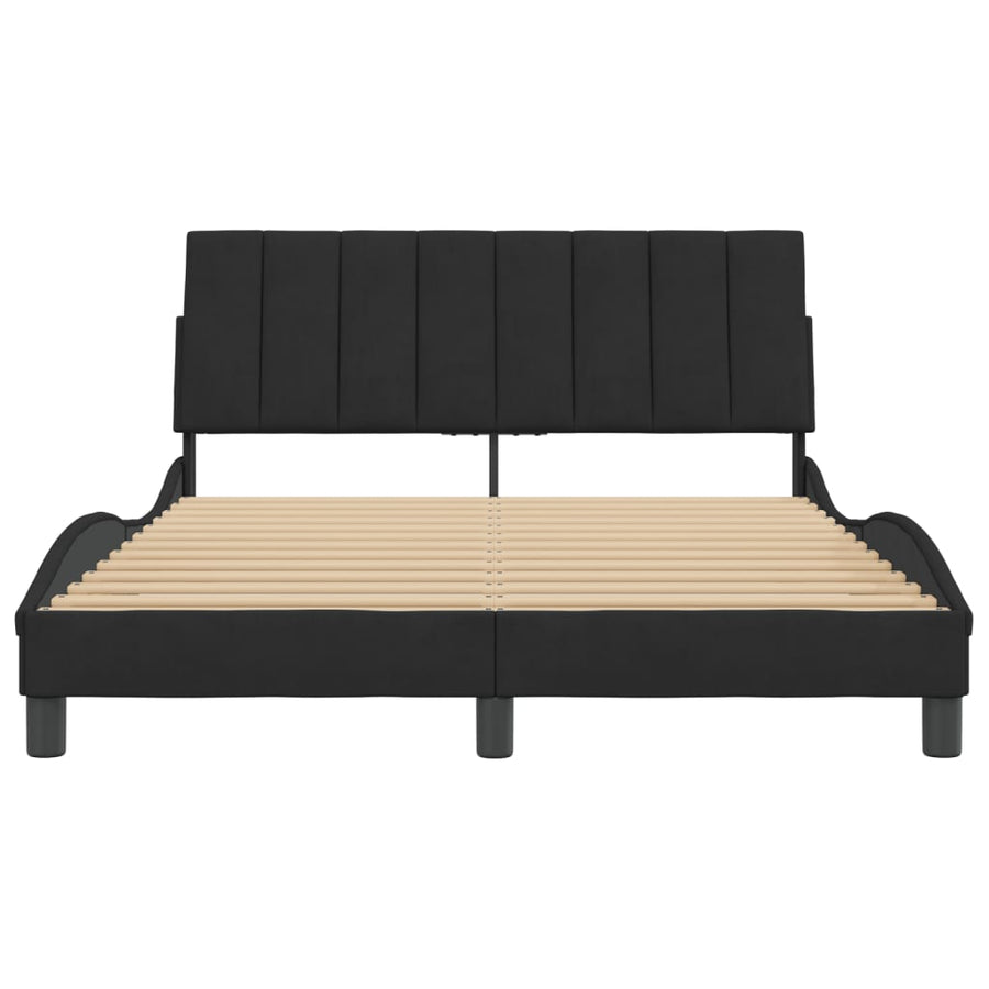 Bedframe Met Hoofdeinde Fluweel Zwart 120X200 Cm