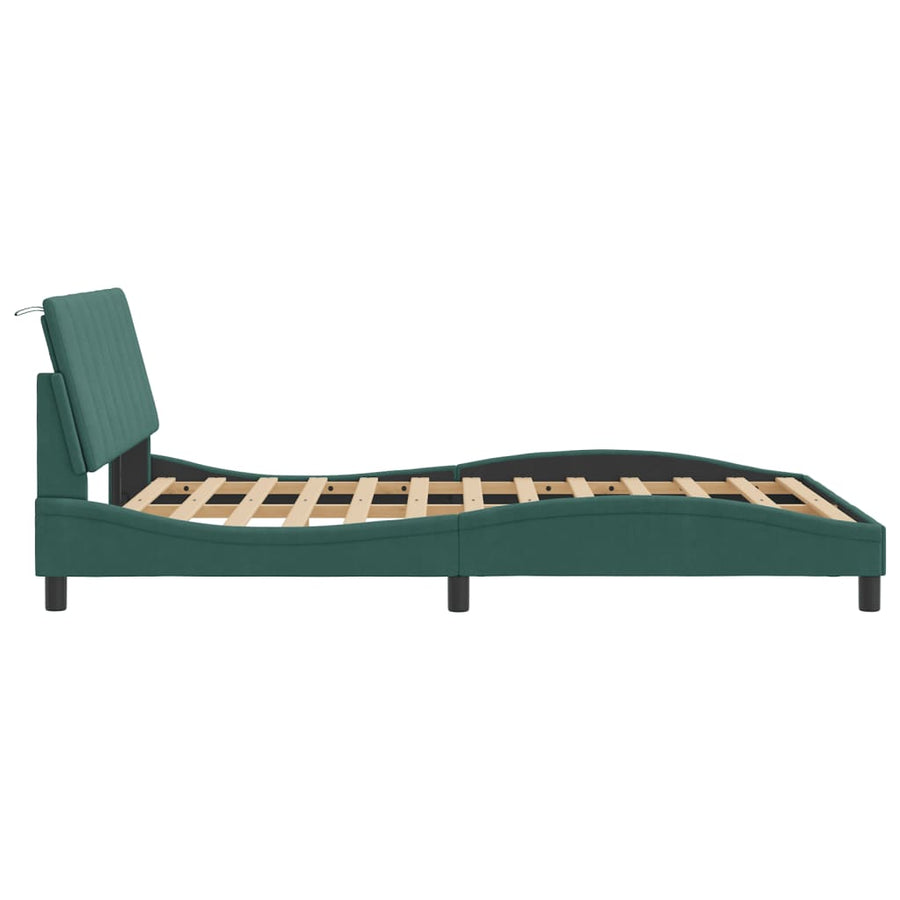 Bedframe Met Hoofdeinde Fluweel Donkergroen 120X200 Cm