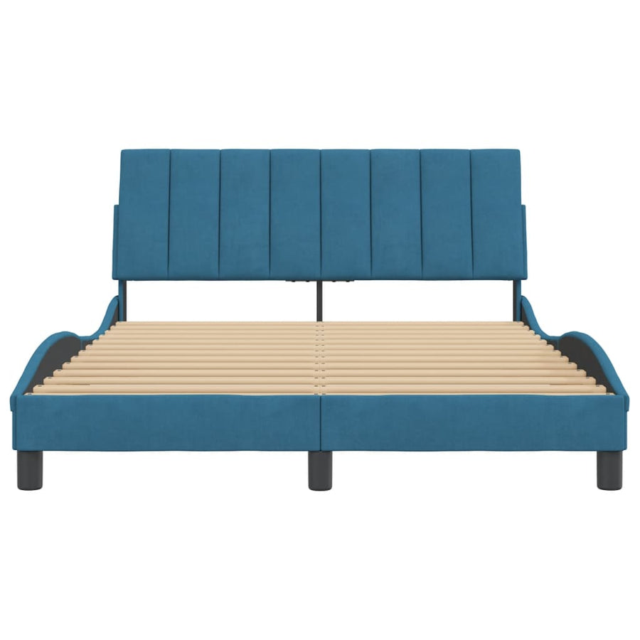 Bedframe Met Hoofdeinde Fluweel Blauw 120X200 Cm