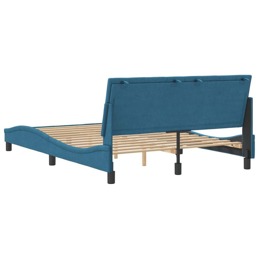 Bedframe Met Hoofdeinde Fluweel Blauw 120X200 Cm