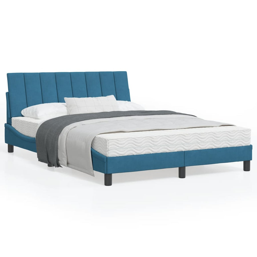 Bedframe Met Hoofdeinde Fluweel Blauw 120X200 Cm