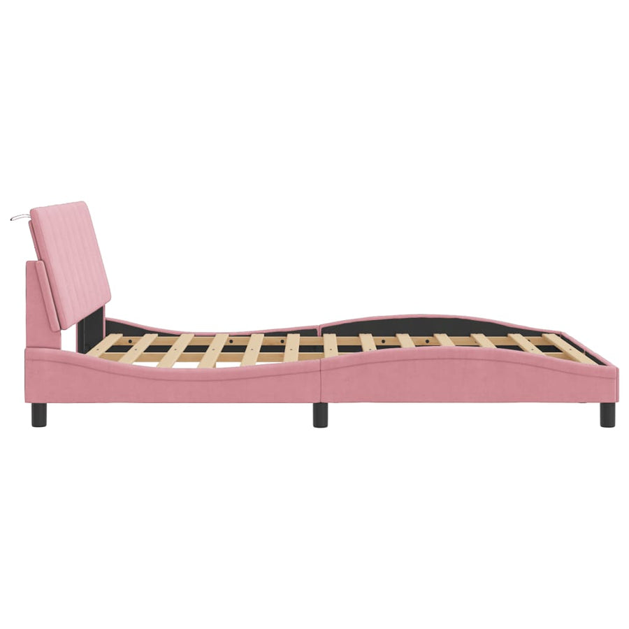 Bedframe Met Hoofdeinde Fluweel 120 x 200 cm Roze