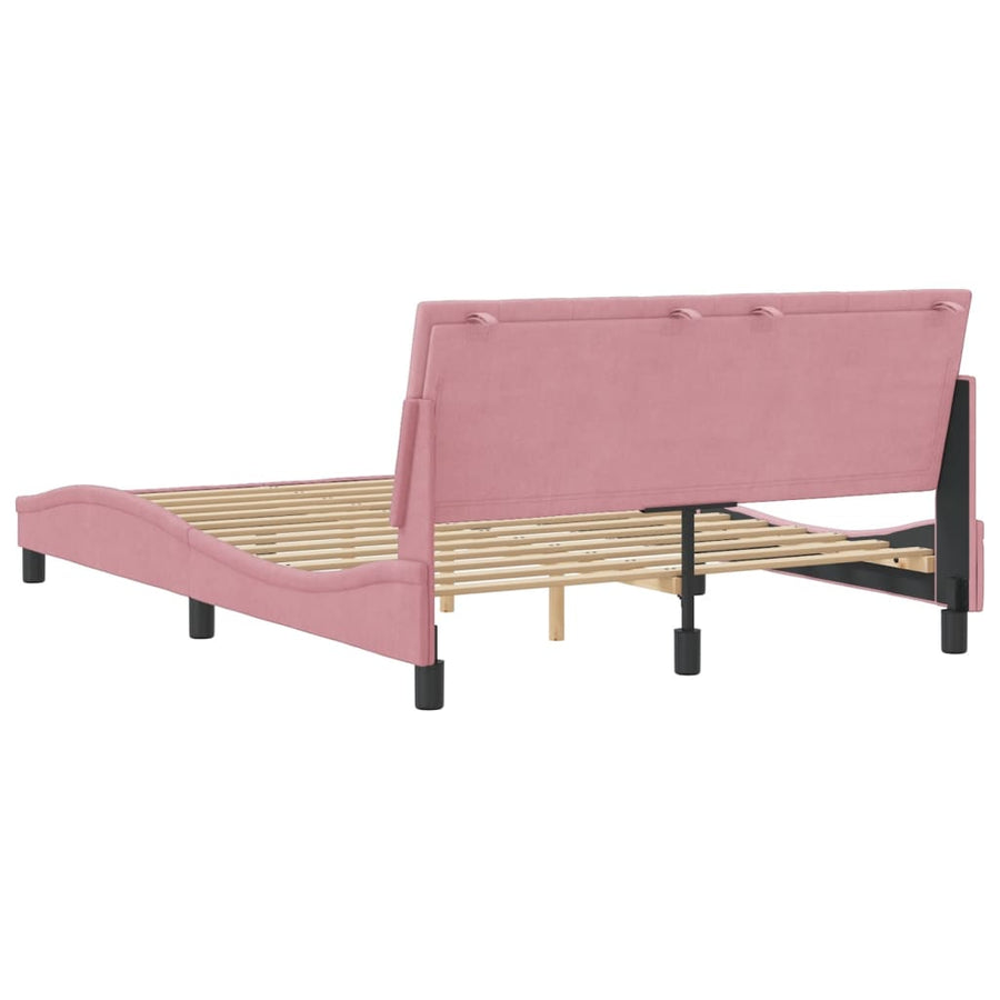 Bedframe Met Hoofdeinde Fluweel 120 x 200 cm Roze