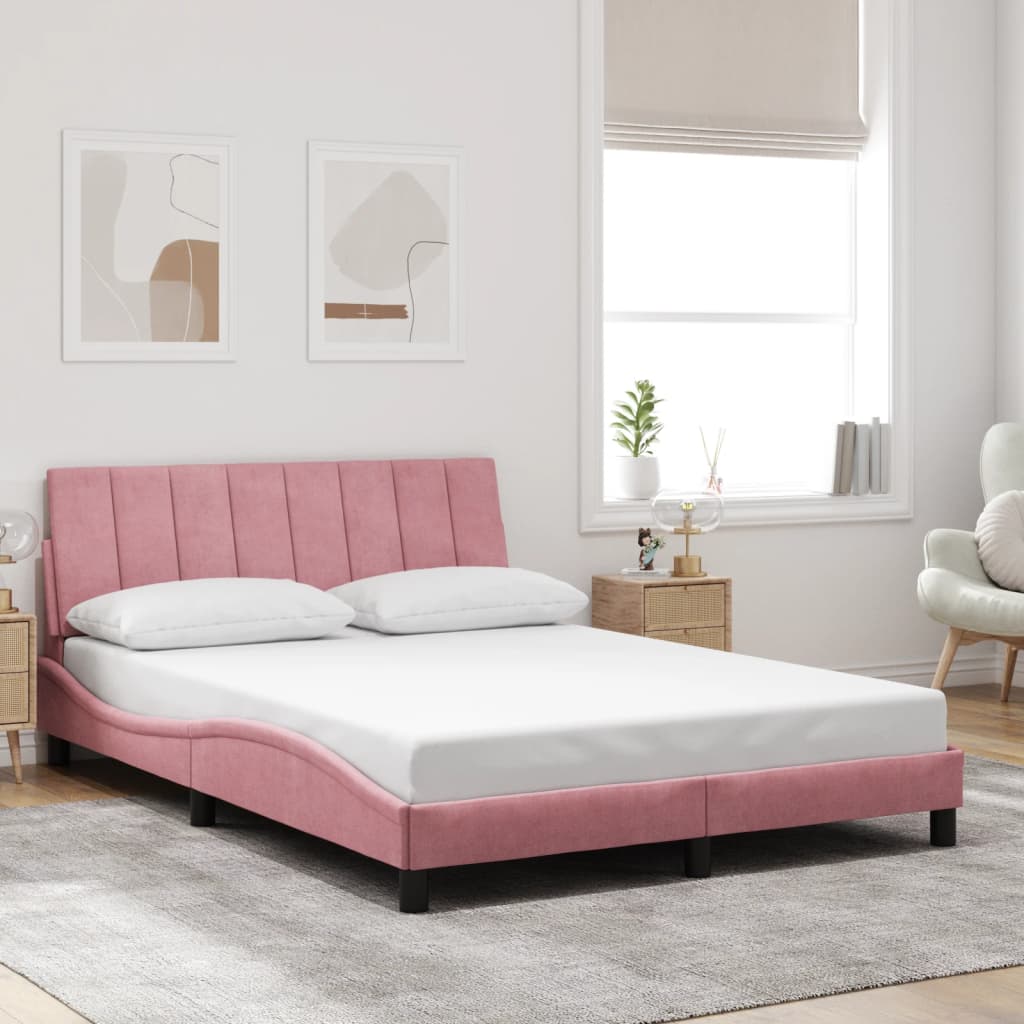 Bedframe Met Hoofdeinde Fluweel 120 x 200 cm Roze