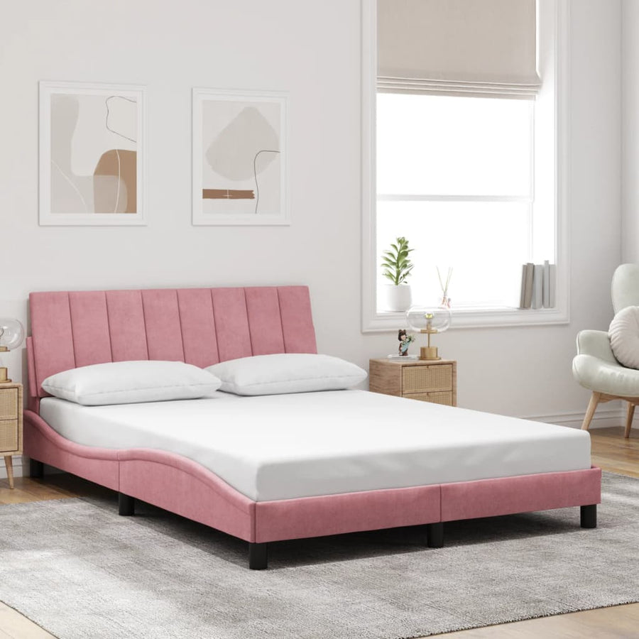 Bedframe Met Hoofdeinde Fluweel 120 x 200 cm Roze