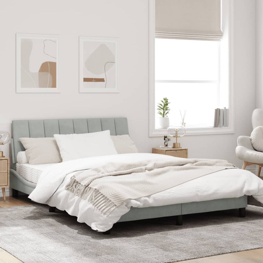 Bedframe Met Hoofdeinde Fluweel Lichtgrijs 140X190 Cm