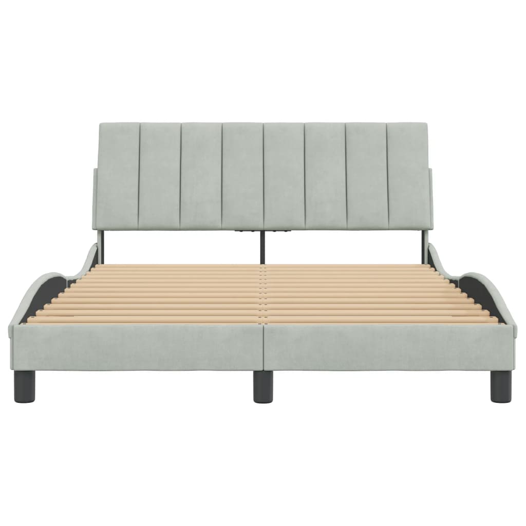 Bedframe Met Hoofdeinde Fluweel Lichtgrijs 140X190 Cm