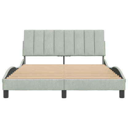 Bedframe Met Hoofdeinde Fluweel Lichtgrijs 140X190 Cm