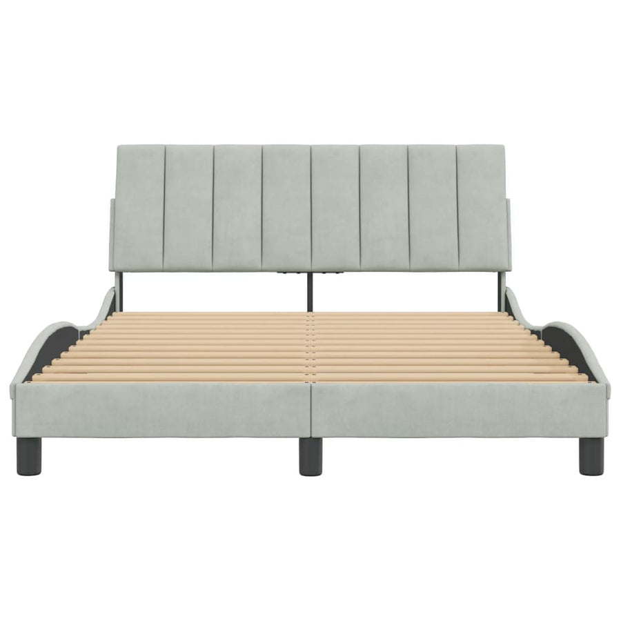 Bedframe Met Hoofdeinde Fluweel Lichtgrijs 140X190 Cm