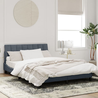 Bedframe Met Hoofdeinde Fluweel Donkergrijs 140X190 Cm