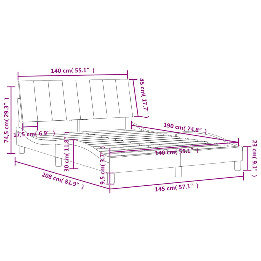 Bedframe Met Hoofdeinde Fluweel Donkergrijs 140X190 Cm