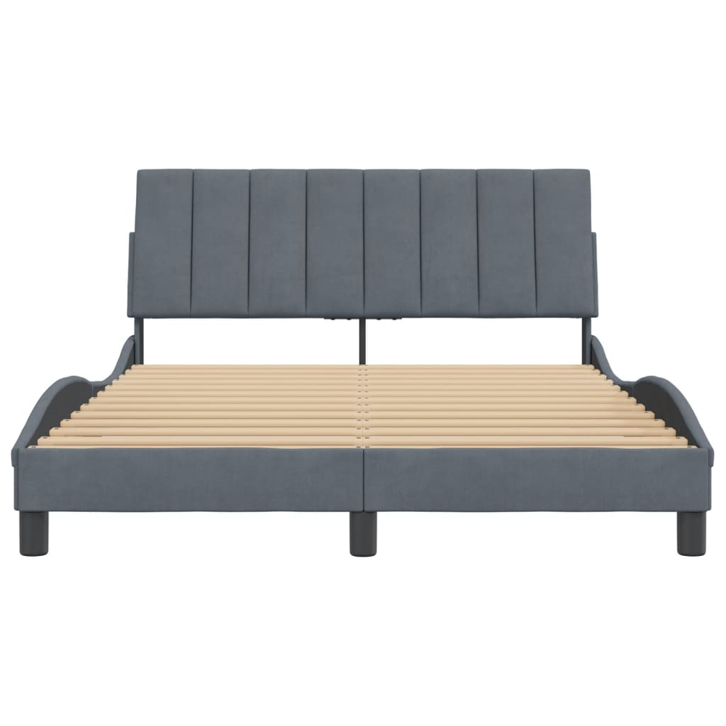 Bedframe Met Hoofdeinde Fluweel Donkergrijs 140X190 Cm