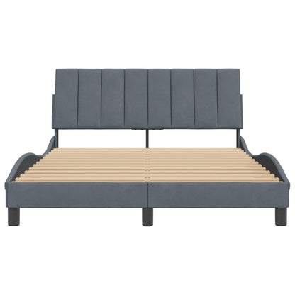 Bedframe Met Hoofdeinde Fluweel Donkergrijs 140X190 Cm