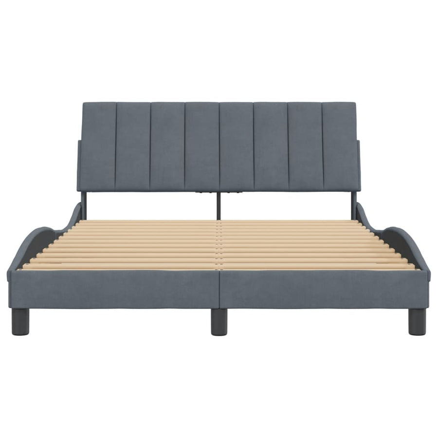 Bedframe Met Hoofdeinde Fluweel Donkergrijs 140X190 Cm