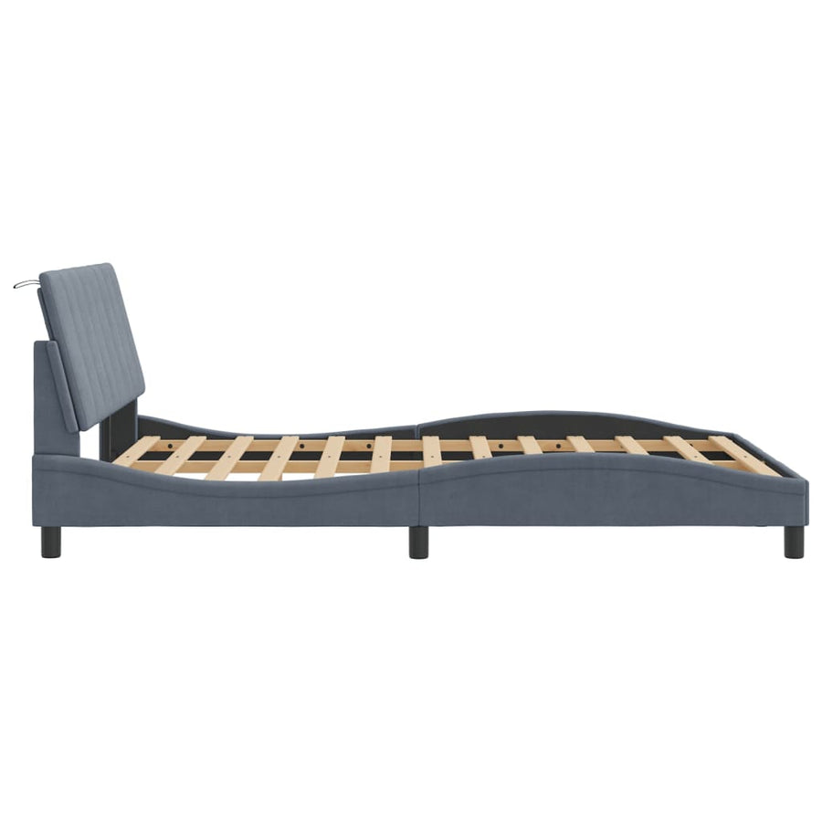 Bedframe Met Hoofdeinde Fluweel Donkergrijs 140X190 Cm