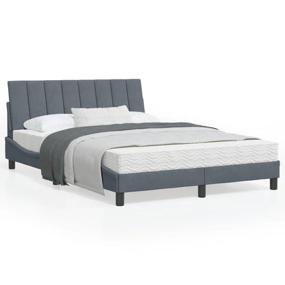Bedframe Met Hoofdeinde Fluweel Donkergrijs 140X190 Cm