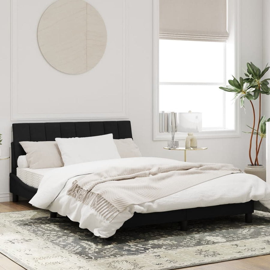 Bedframe Met Hoofdeinde Fluweel Zwart 140X190 Cm