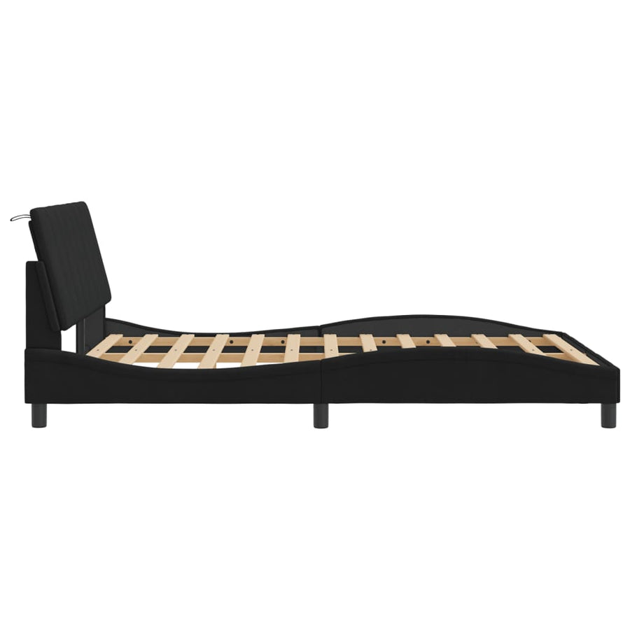 Bedframe Met Hoofdeinde Fluweel Zwart 140X190 Cm