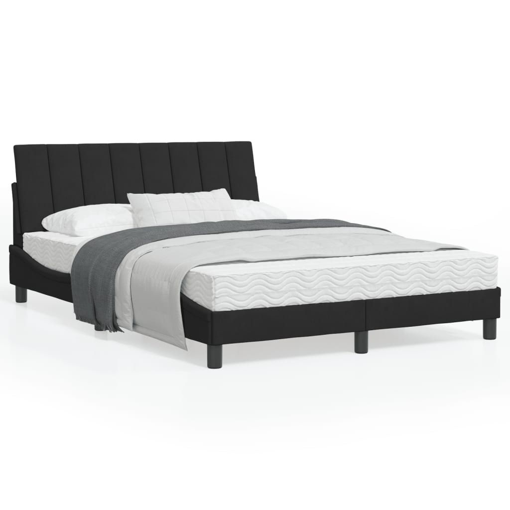 Bedframe Met Hoofdeinde Fluweel Zwart 140X190 Cm