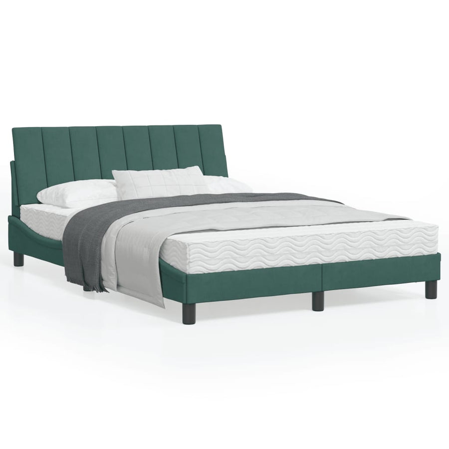 Bedframe Met Hoofdeinde Fluweel Donkergroen 140X190 Cm